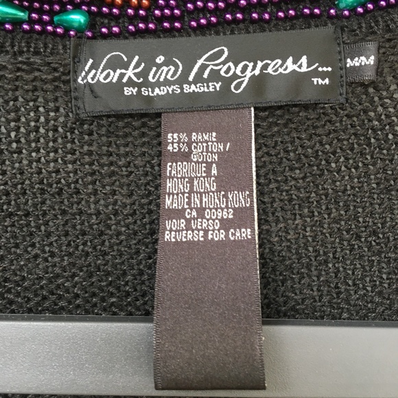 Gladys Bagley Work in Progress Sweater Cardigan Beaded M - Picture 6 of 6